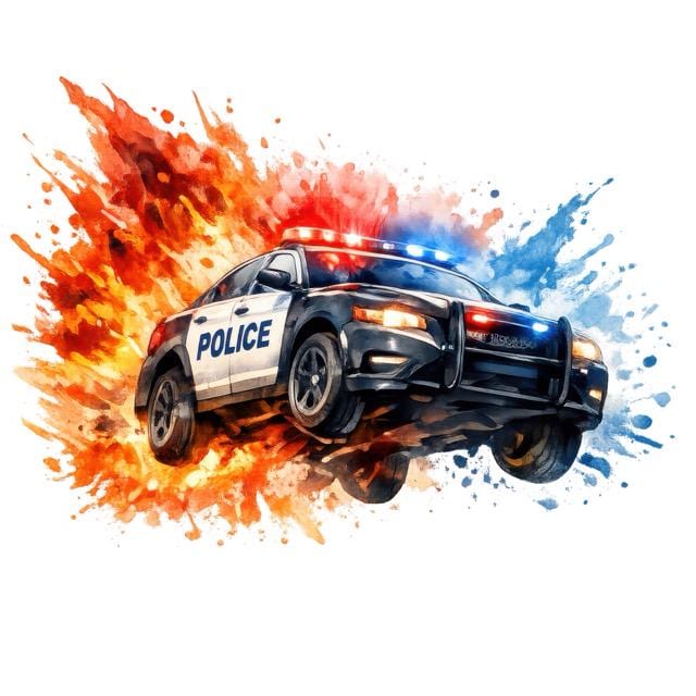 Watercolor Police Car Clipart, Transparent Patrol Vehicle Graphics ...