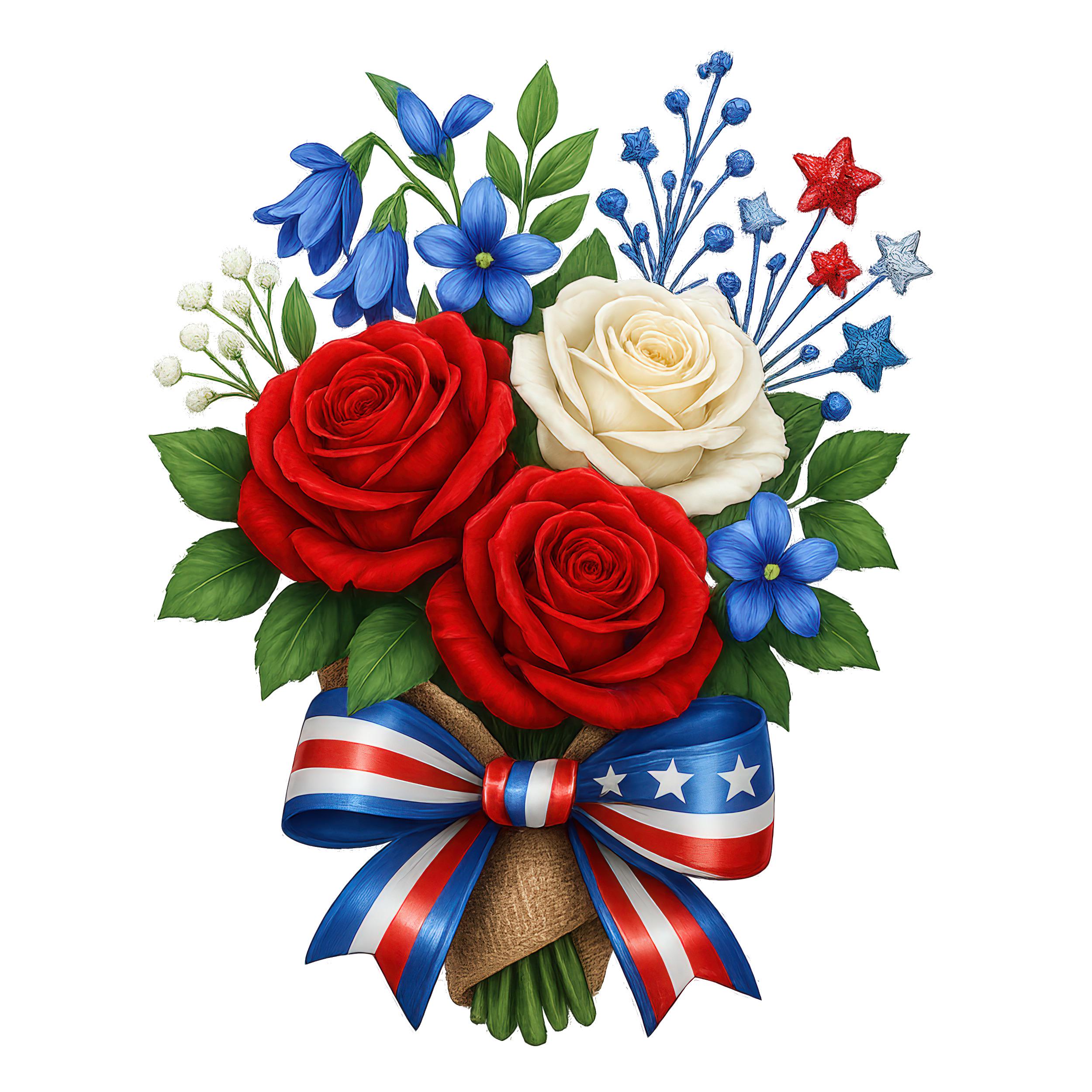 Patriotic Bouquet Clipart: 4th of July PNG (digital Download, Set of 12 ...