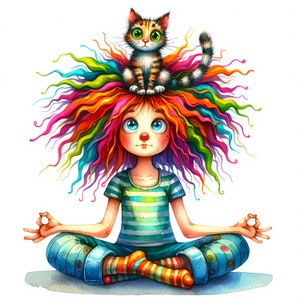 Clipart de niña encantadora y caprichosa / 14 archivos JPG de alta calidad / Ilustración de niña encantadora y caprichosa / Muñeca encantadora / Uso comercial