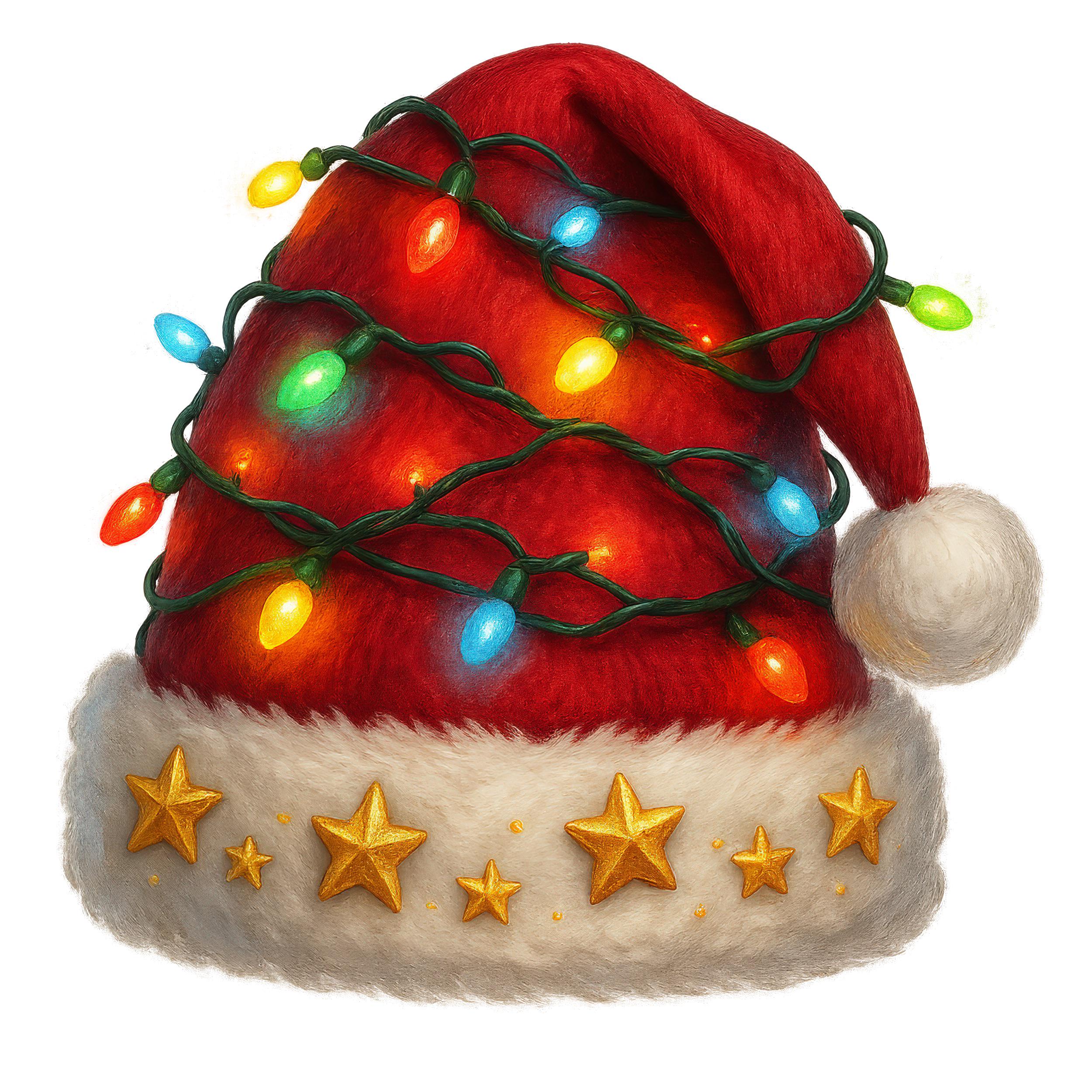 水彩サンタ帽子のクリップアート14選：クリスマスカードのデザイン