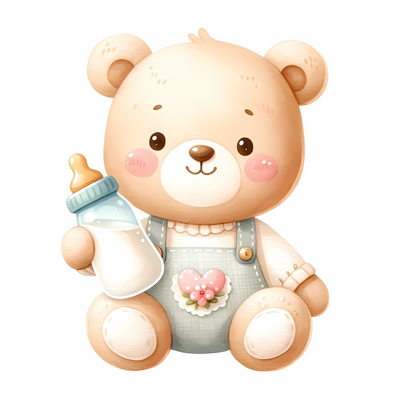 Teddy Bear With Baby Bottle Clipart 15 High-quality Jpgs Baby Shower
