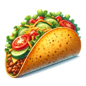 Tacos Clipart | 12 High-quality Jpgs | Delicious Tacos Clipart Bundle ...