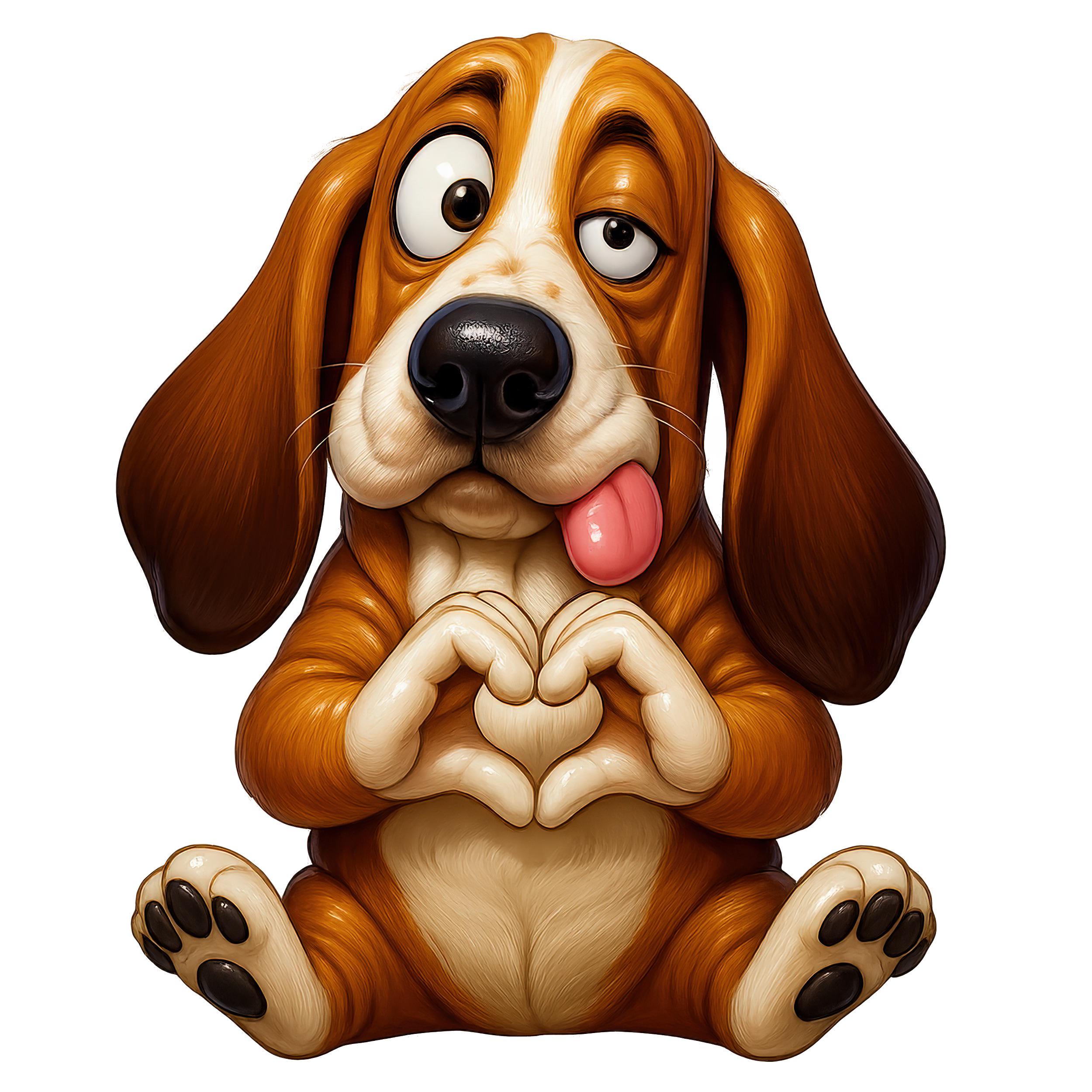 Set 4 Sottobicchieri Basset Hound Cagnolino - Sughero Sul Retro, 9,5x9,5 Cm, Finitura Lucida, Regalo Divertente Per Amanti Cani