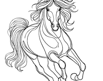 Pacchetto di 11 clipart di cavalli: file SVG e PNG minimalisti (download digitale)