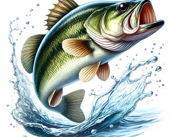Smallmouth Bass Clipart | 10 High-Quality JPGs | Jumping Smallmouth Bass Clipart Bundle | Bass Fishing Art | Printables | Commercial Use