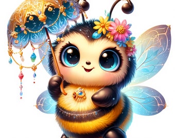 Cute Honey Bee Clipart | Nursery Wall Art (Digital Download)