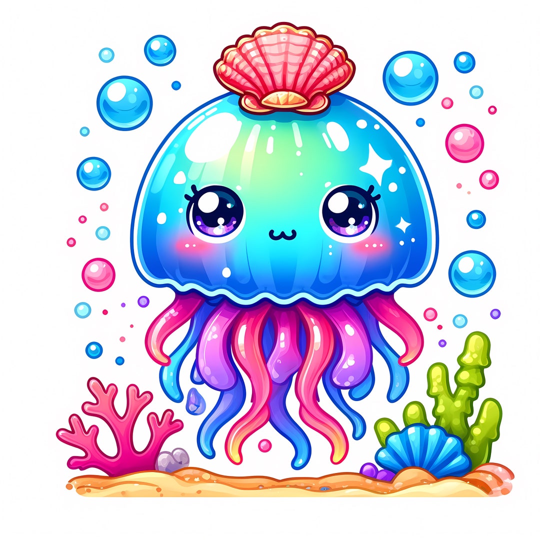 Cute Jellyfish Clipart | 12 High-quality Jpgs | Adorable Jellyfish ...