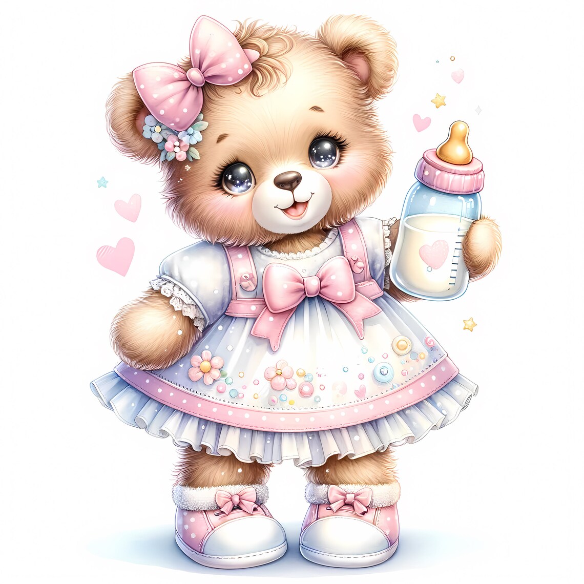 Teddy Bear With Baby Bottle Clipart 15 High-quality Jpgs Baby Shower
