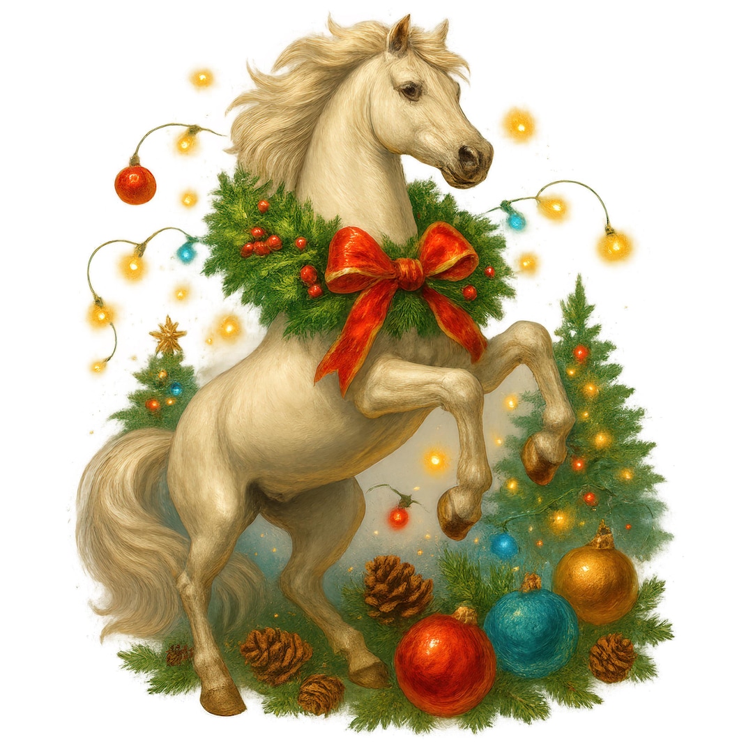 Christmas Horse Clipart: Festive Holiday Art (digital Download Pngs) - Etsy