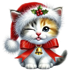 Clipart chat de Noël | 12 modèles de haute qualité | Lot de chats festifs de Noël | Chat de Noël mignon | Animal de compagnie pour les fêtes | Artisanat | Utilisation commerciale