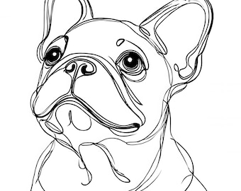 フレンチブルドッグの線画クリップアート10点：犬のSVG、PNGファイル