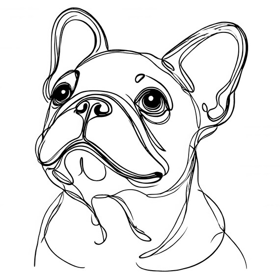 フレンチブルドッグの線画クリップアート10点：犬のSVG、PNGファイル