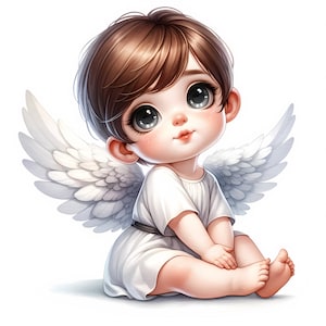 Clipart di angeli carini / 12 JPG di alta qualità / Pacchetto di angeli affascinanti / Arte murale / Arte celeste / Materiali stampabili / Uso commerciale