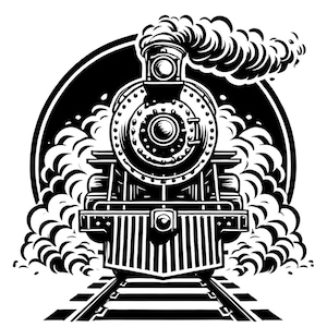 Tren clásico SVG y PNG, imágenes prediseñadas de tren, imágenes vectoriales de tren, silueta de tren, archivos SVG para Cricut, diseño de sublimación, uso comercial