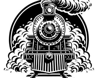 Vintage Train SVG: Railway Silhouette Clipart (Commercial Use)