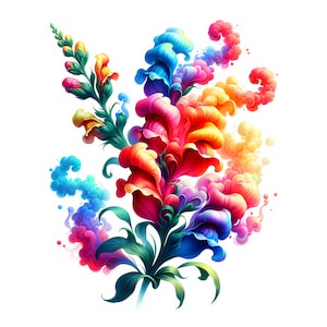 Fleur de fumée des cliparts | 12 fichiers JPG de haute qualité | Lot de cliparts fleur de fumée vibrante | Art floral éthéré | Imprimable | Utilisation commerciale