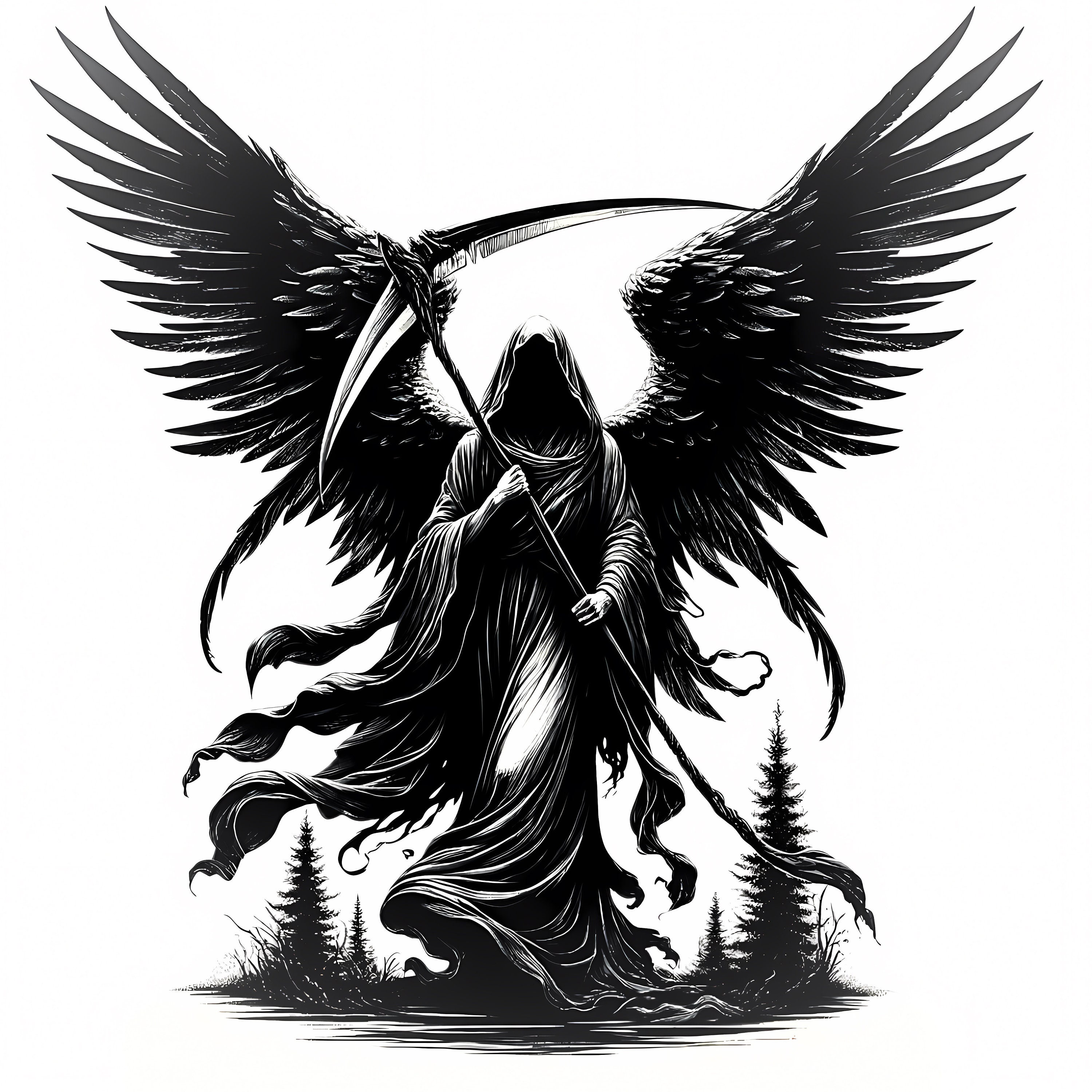 Angel of Death Clipart | Grim Reaper Gothic Art (digital Download) - Etsy