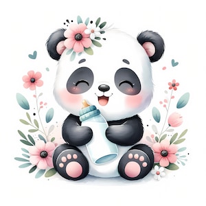 Clipart bébé panda - 12 fichiers JPG de haute qualité - baby shower, fabrication de cartes, décoration de chambre d'enfant, créations numériques en papier, licence commerciale