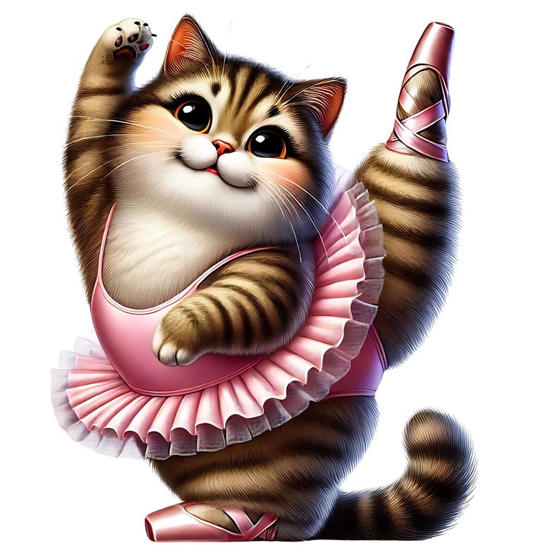 Ballet Cat Clipart: Dancing Kitten Art, Ballerina Graphics (digital ...