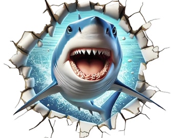 3D Shark Clipart Bundle | Fierce Ocean Predator (Digital Download) Set of 11 PNGs