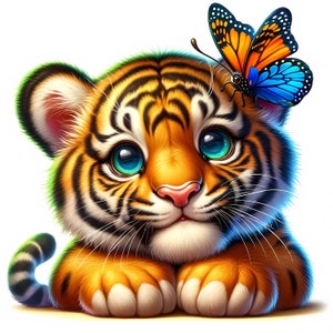 Bundle de cliparts tigre mignon - 11 fichiers JPG de haute qualité - adorable tigre - décoration de chambre d'enfant - art animalier de la forêt - produits imprimables - usage commercial