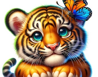 Tiger Clipart – Playful Animal Art, Nursery Decor (Digital Download)
