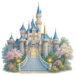 Princess Castle Clipart PNG, Magical Fairytale Castle, Pink castle, Cute Castle, Digital download, Paper craft, junk journal, Set of 10