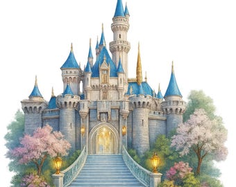 Clipart do Castelo da Princesa: Imagens PNG de Conto de Fadas Rosa (Download Digital, Conjunto de 10)