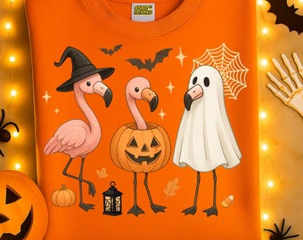 Flamingo Halloween PNG: Funny Ghost Flamingo Design (Digital Download