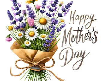Mother's Day Bouquet Clipart: Floral PNG JPG (Digital Download)