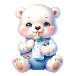 Clipart di orsetto polare / 12 JPG di alta qualità / Pacchetto clipart / Arte murale / Decorazione per la cameretta dei bambini / Baby shower / Stampe digitali / Uso commerciale