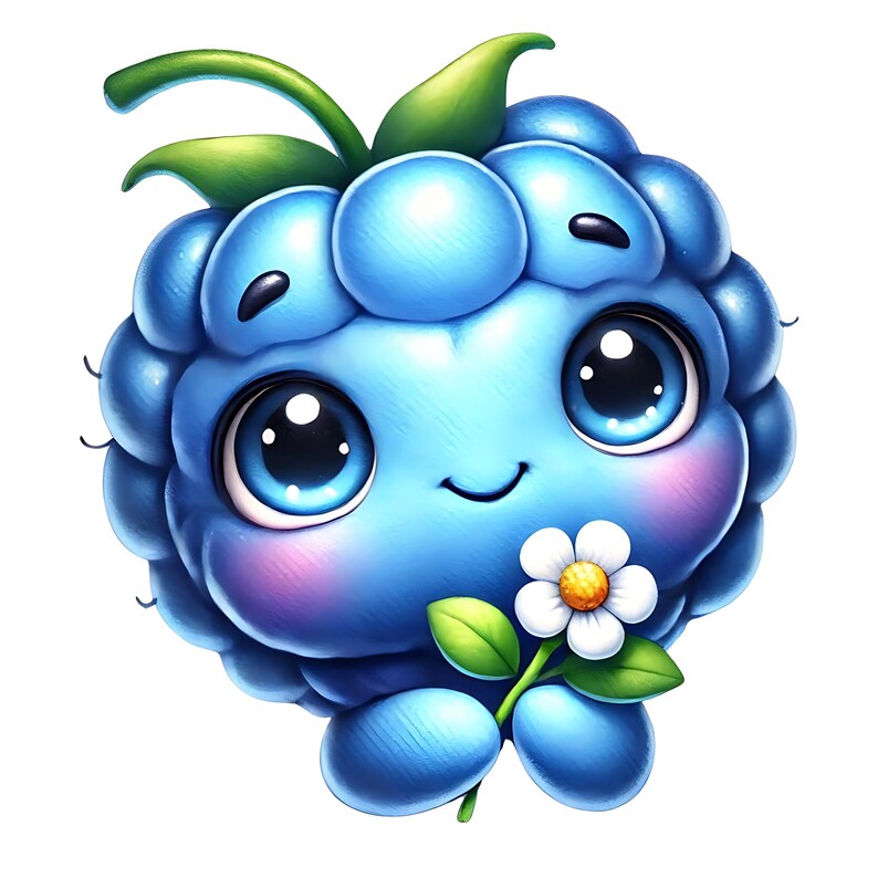 Cute Blue Raspberry Clipart | 11 High-quality Jpgs | Adorable Kawaii ...