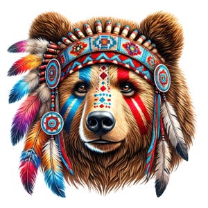 Tribal Bear Clipart | 10 PNG/JPG | Pacote Majestic Tribal Bear Clipart | Arte Nativa Americana | Tatuagem de Urso | Imprimíveis | Uso Comercial