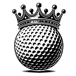Coroa de bola de golfe SVG e PNG, Clipart de bola de golfe, Vetor de bola de golfe, Silhueta de bola de golfe, Arquivos SVG para Cricut, Sublimação, Uso comercial