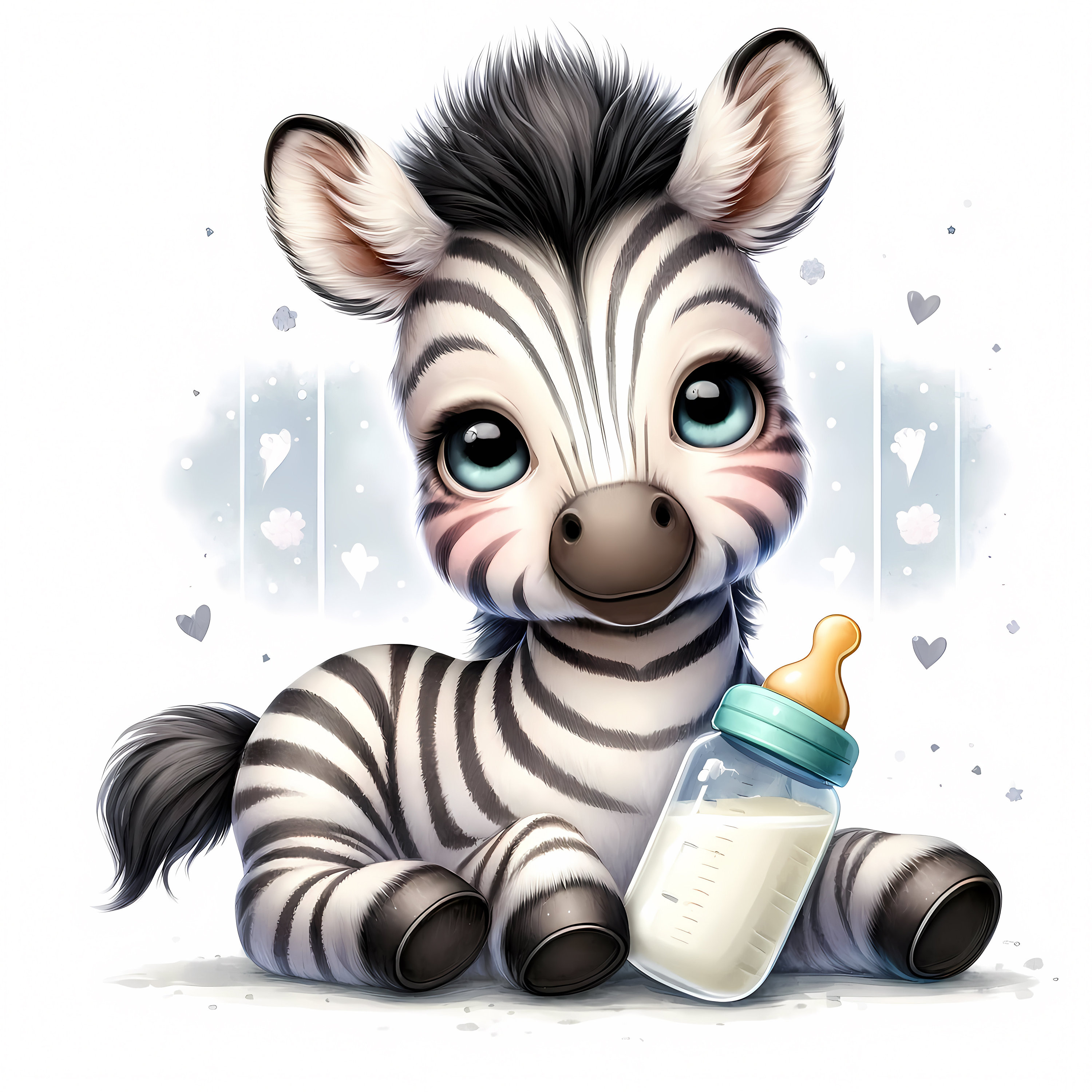 Baby Zebra With Baby Bottle Clipart 11 High-quality Jpgs Clipart Bundle ...