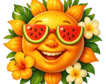 Paquete de imágenes prediseñadas de sol, Kawaii Summer PNG (Descarga digital)