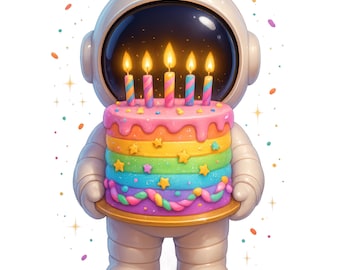 Birthday Astronaut Clipart: Space Party PNG (Digital Download, Commercial Use)