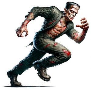 Frankenstein Clipart | 12 JPGs de alta qualidade | Pacote de clipart | Arte de parede | Arte de terror | Decoração de Halloween | Para impressão | Uso comercial