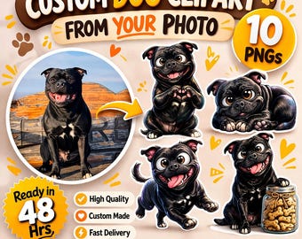 Custom Dog Clipart from Photo, Personalized Pet PNG, Funny Adorable Cartoon Dogs, Pet Memorial