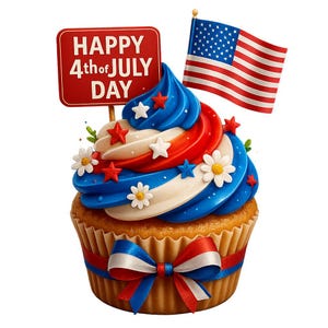 4th of July Cupcake Clipart, Cupcake USA, Happy 4th of July PNG, Memorial Day Png, Patriotic Gifts, Sublimation, Set of 10, Commercial Use