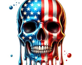 American Flag Skull Clipart: Patriotic USA Designs (11 JPG/ PNG, Digital Download)