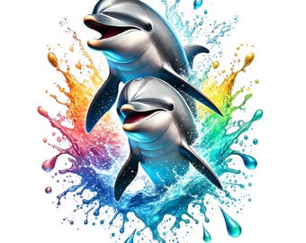 Dolphin Clipart | 11 High-quality Jpgs | Playful Dolphin Duo