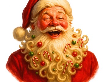 10 Funny Santa Clipart PNG - Playful Christmas Card Design (Digital Download)