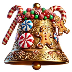 Kerstclips met bellen | 11 hoogwaardige JPG's | Bundel met feestelijke kerstklokken | Feestdecoratie | Afdrukbare items | Commercieel gebruik