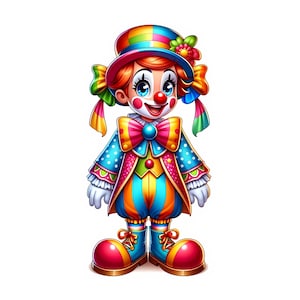 Clipart de Payaso Lindo - 12 JPG de Alta Calidad - Paquete de Cliparts de Payaso de Circo - Arte Mural - Arte Circense - Manualidades de Papel - Uso Comercial