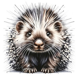 Clipart jeżozwierza | 10 wysokiej jakości plików JPG | Uroczy pakiet clipartów jeżozwierza | Sztuka do pokoju dziecięcego | Sztuka ścienna | Materiały do druku | Wykorzystanie komercyjne