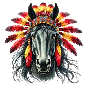 12 PNG, Native American Pferd Clipart | Atemberaubendes Pferdebündel | Pferd PNG | Poster Pferd | Tribal Pferdekunst, Printables, kommerzielle Nutzung