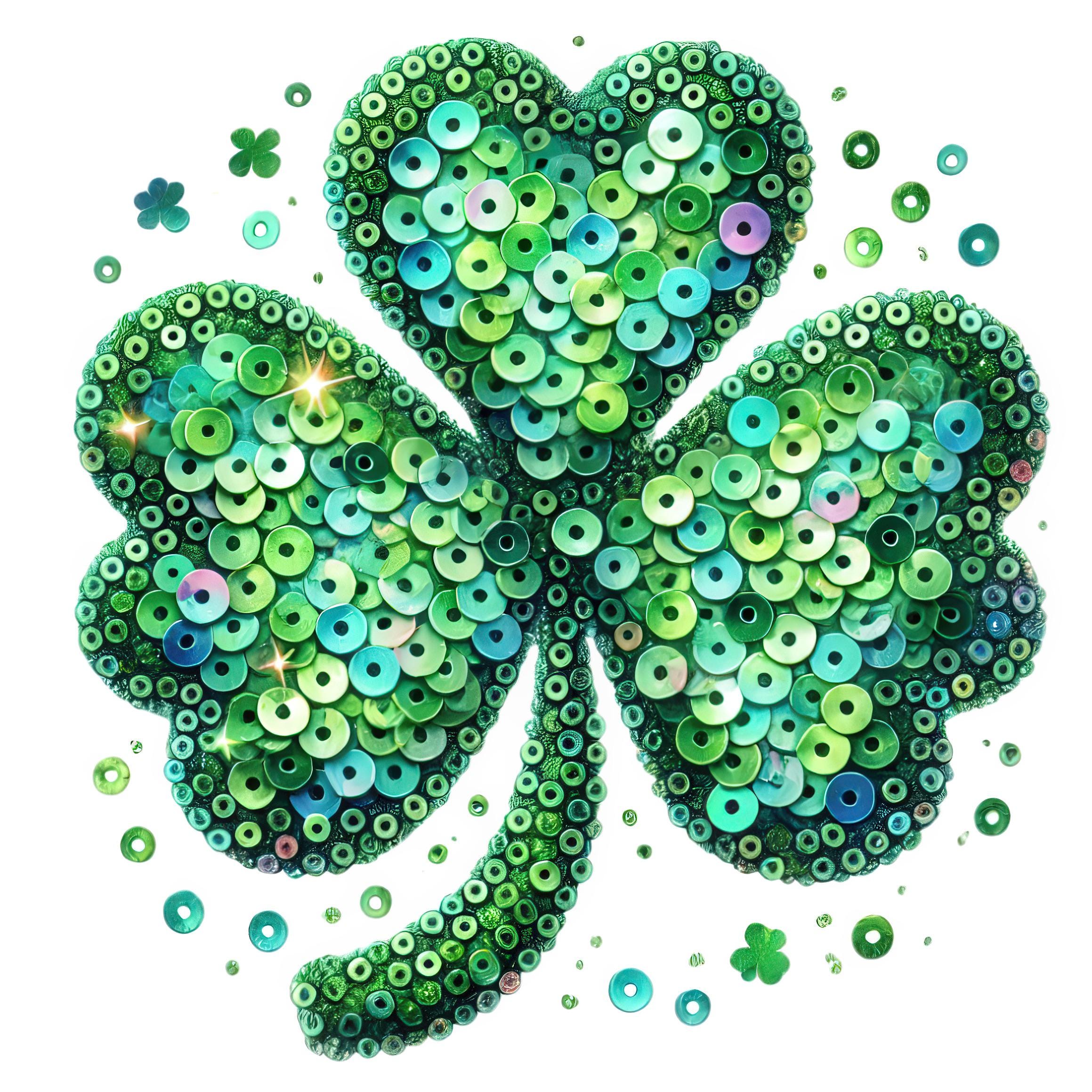 Glitter Sequin Shamrock Clipart: St Patrick's Day Designs (digital ...