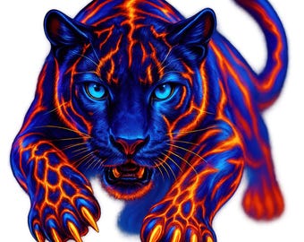 Neon Leopard PNG Clipart, Vibrant Animal Art (Digital Download) Set of 10