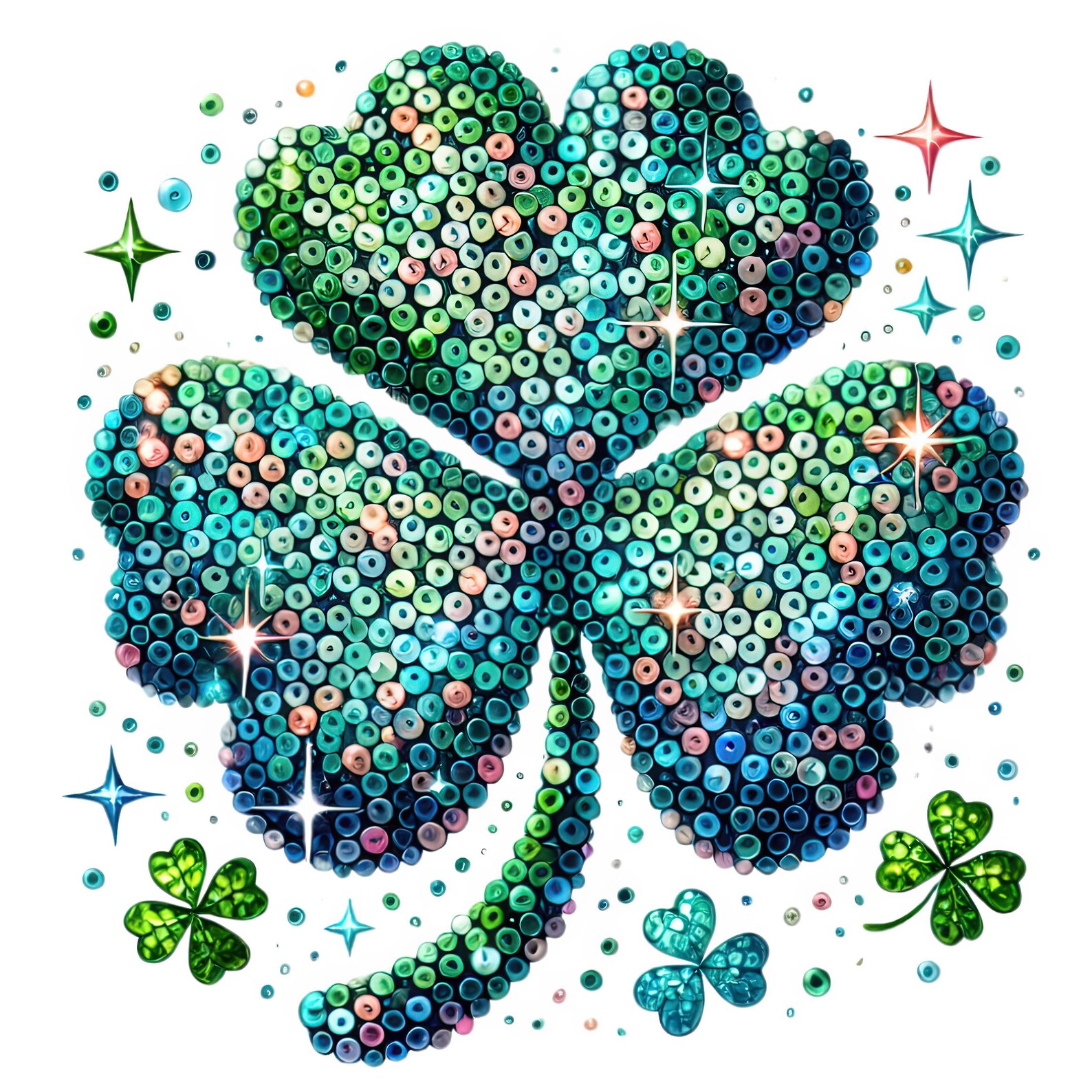 Glitter Sequin Shamrock Clipart: St Patrick's Day Designs (digital ...
